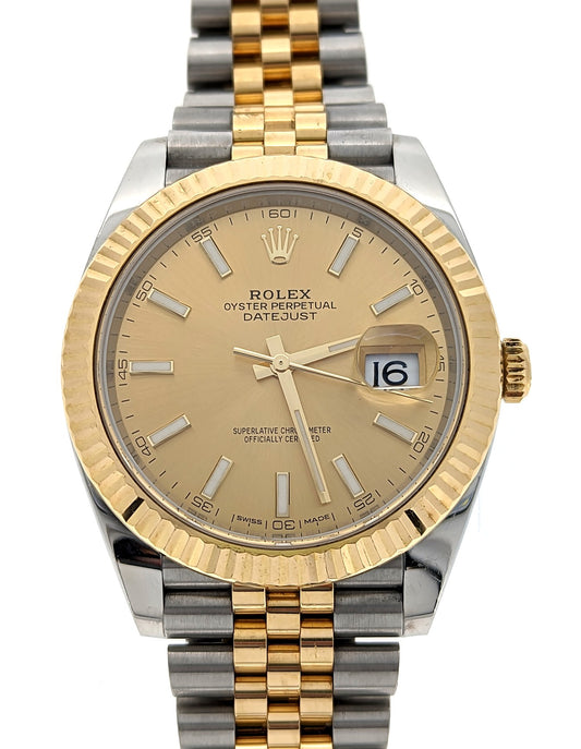 Rolex Datejust 126333 18k Two Tone Champagne Dial Automatic Men's Watch 41mm