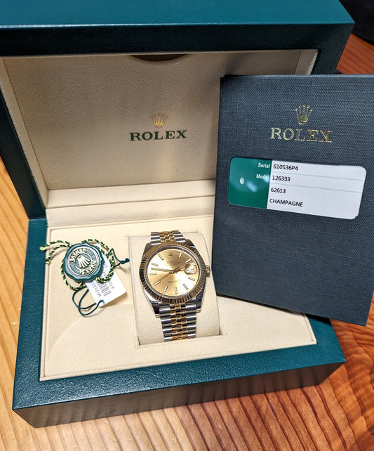 Rolex Datejust 126333 18k Two Tone Champagne Dial Automatic Men's Watch 41mm