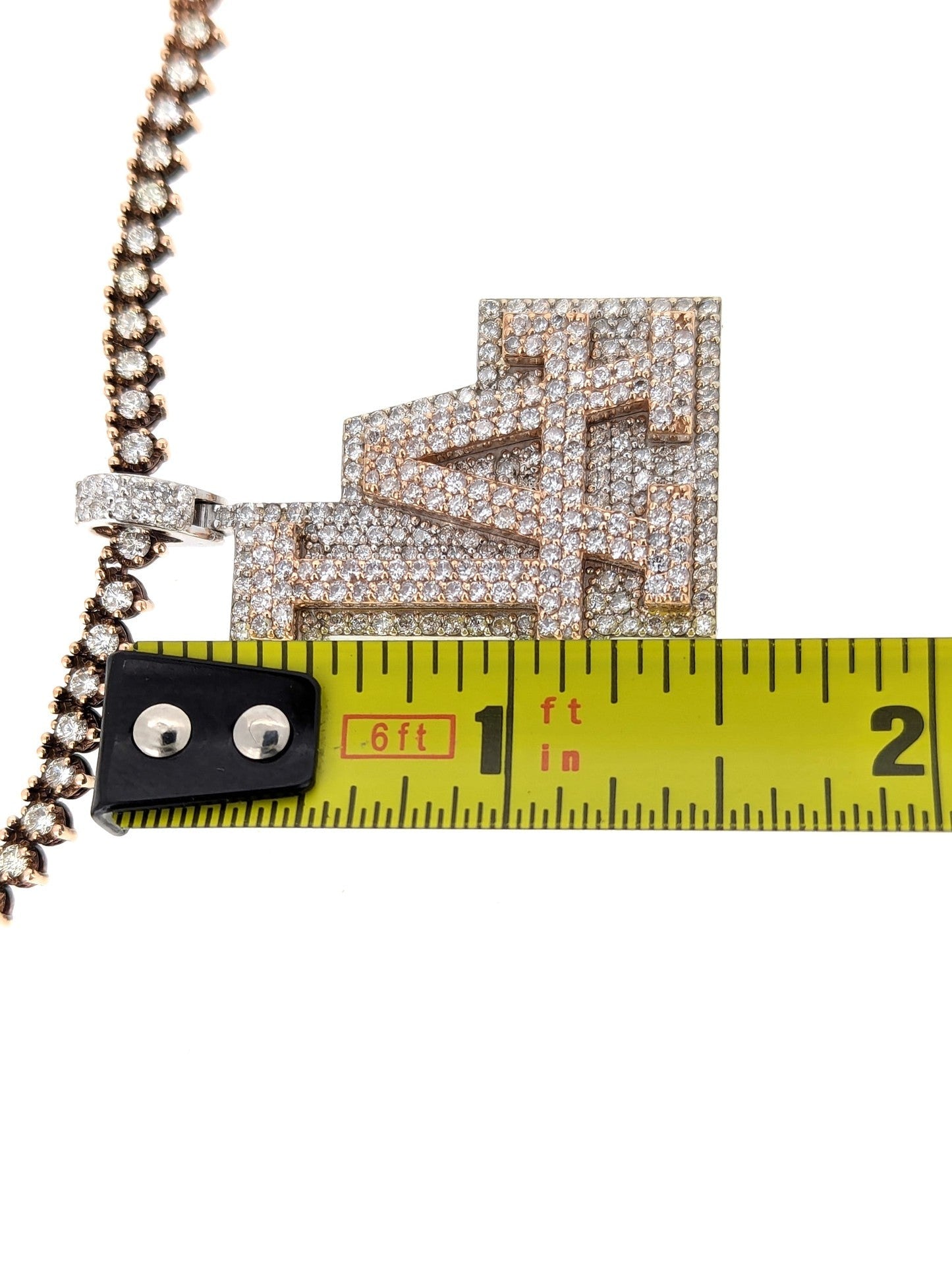 Diamond L.A. Dodgers Logo Pendant Necklace 14k Rose Gold