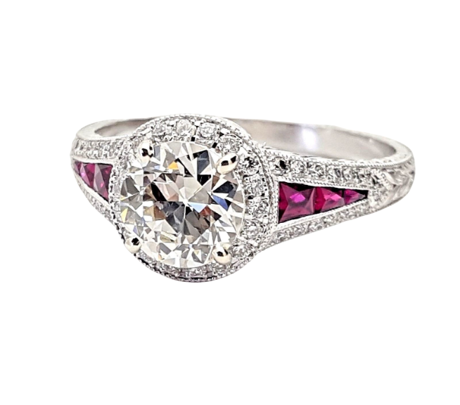 Carat VVS Diamond Ruby Engagement Ring 14K White Gold