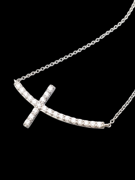 Curved diamond 2025 cross necklace