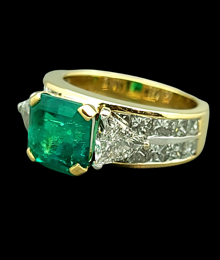 3 carat green emerald ring deals