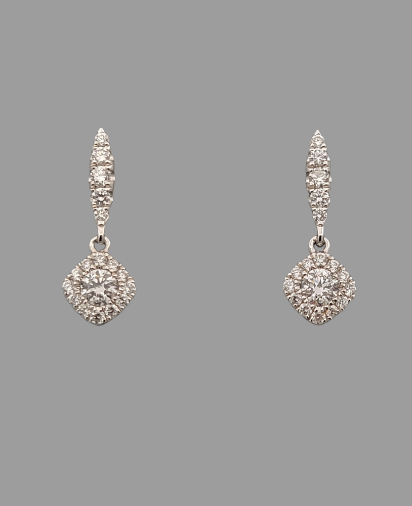 Diamond Dangle Earrings 14K White Gold