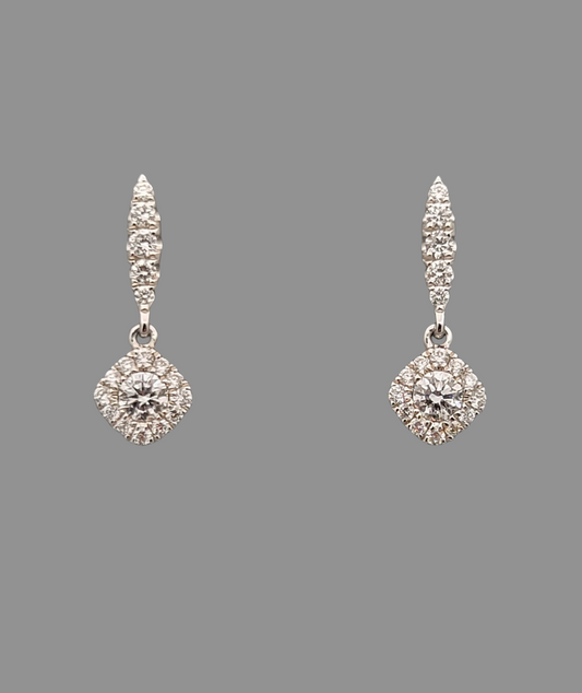 Diamond Dangle Earrings 14K White Gold