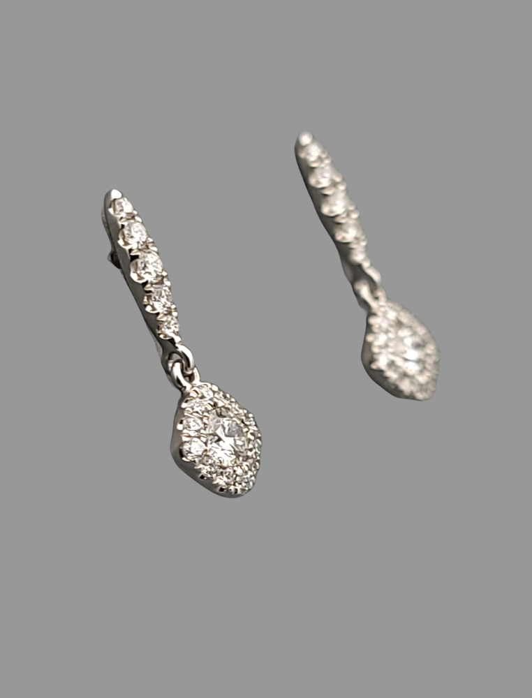 Diamond Dangle Earrings 14K White Gold