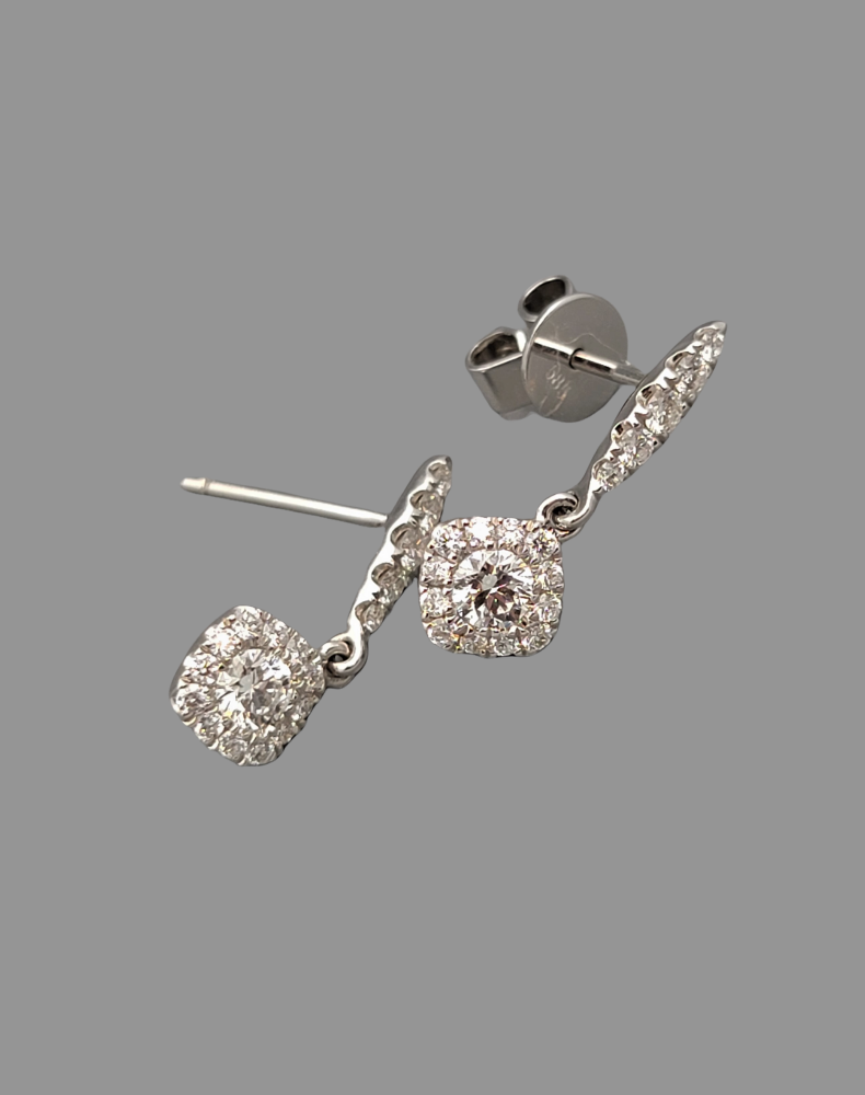 Diamond Dangle Earrings 14K White Gold