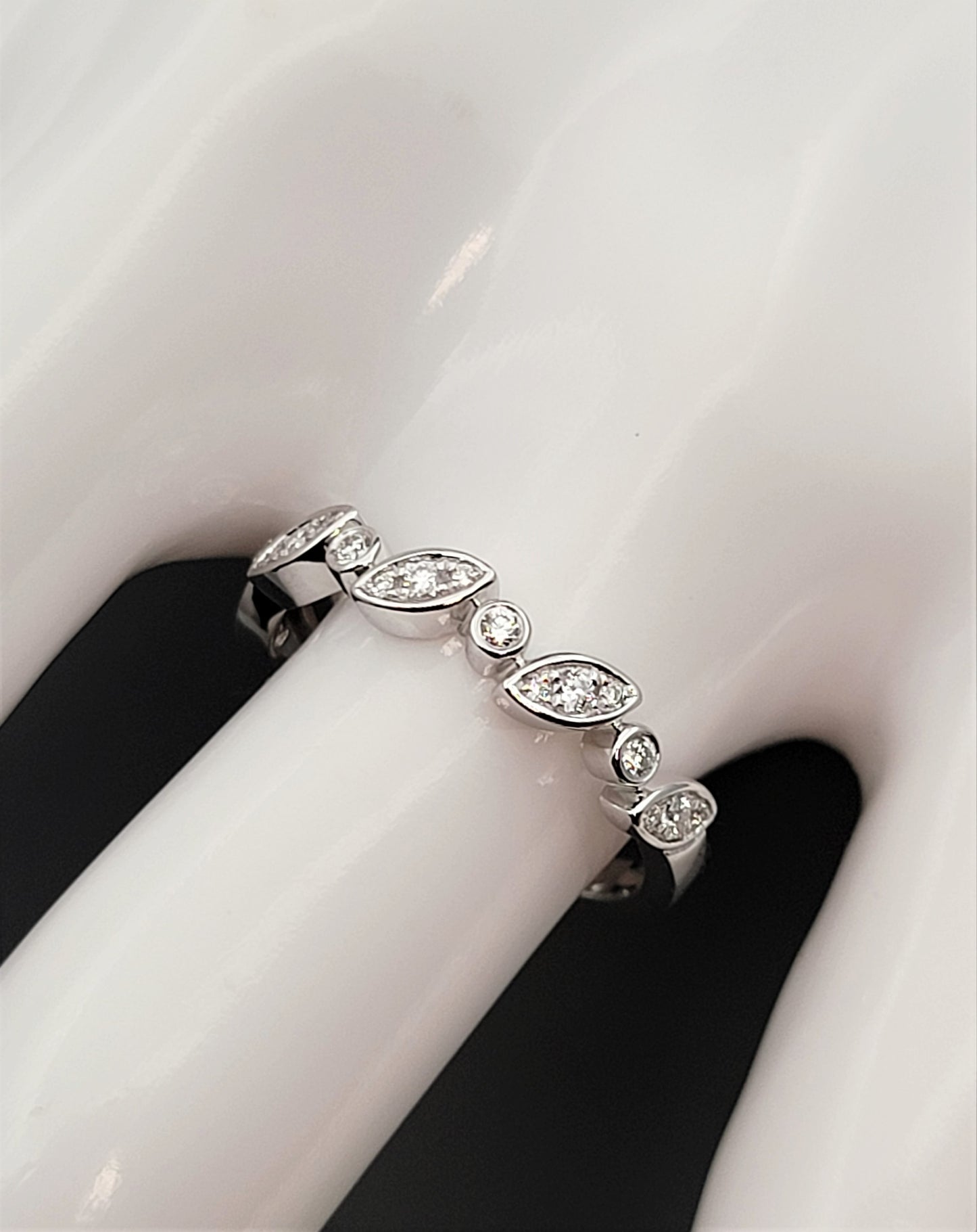 14K White Gold Diamond Band Ring