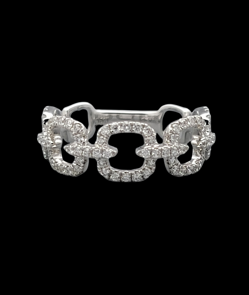 14K White Gold Diamond Link Style Band Ring