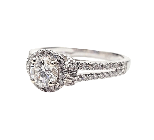Halo Style Diamond Engagement Ring .61 Carat E/VVS2