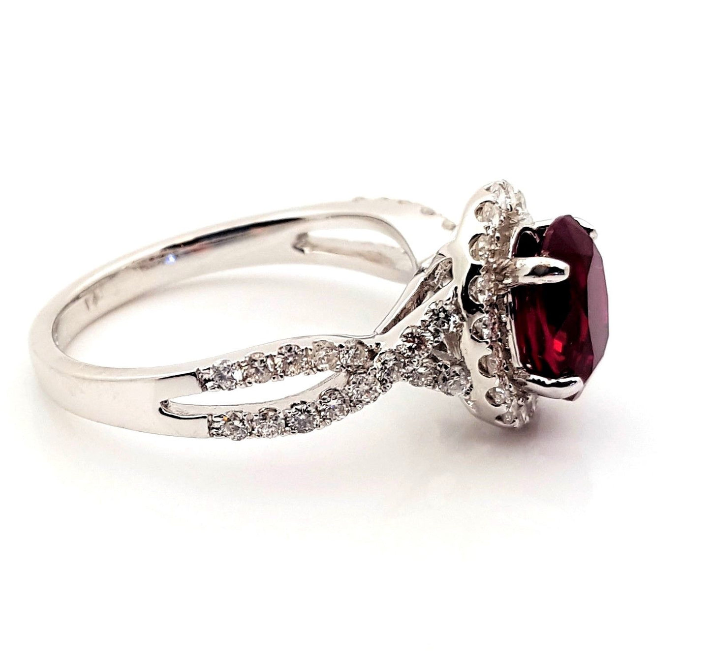 Ladies 2 Carat Natural Ruby & Diamond Engagement Ring
