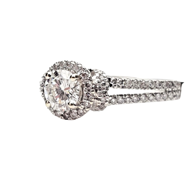 Halo Style Diamond Engagement Ring .61 Carat E/VVS2