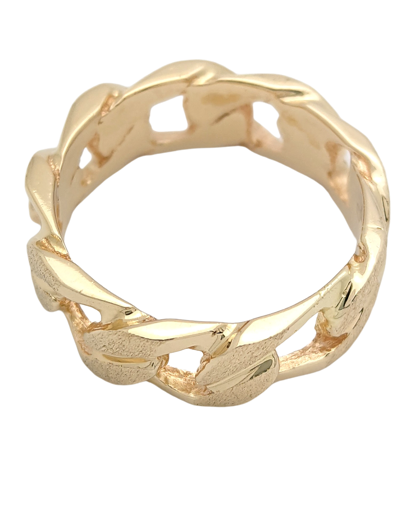 14K Yellow Gold Curb Link Style Band Ring Size 8