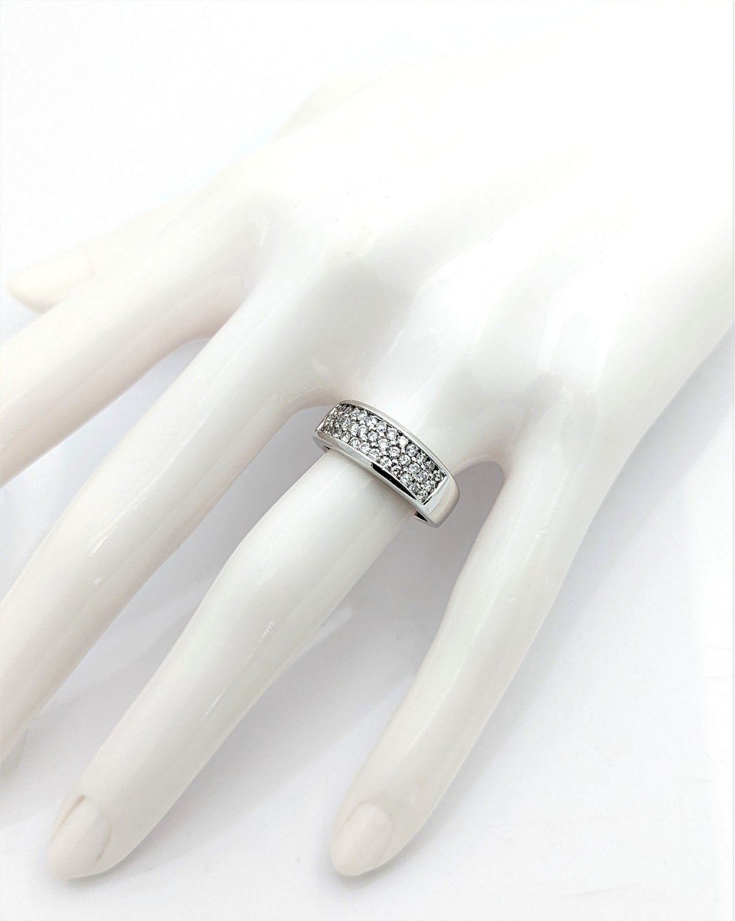 3 Row Diamond Band Ring in 14K White Gold
