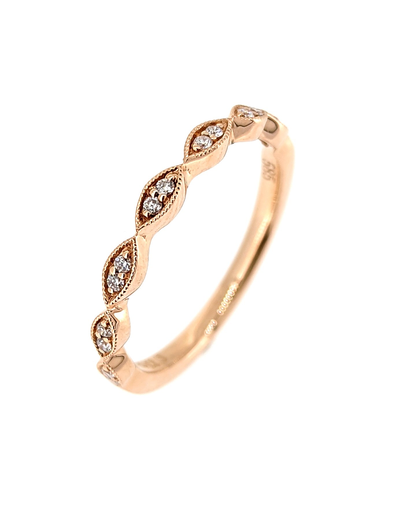Pave-Set Diamond Wedding Band in 14K Rose Gold