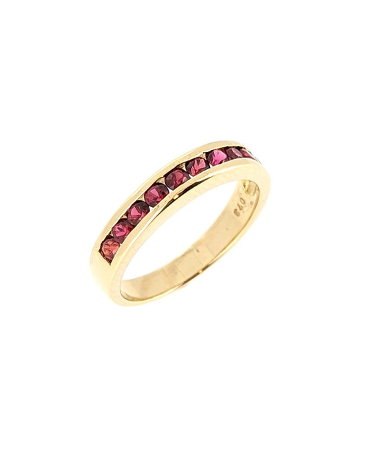 18K Yellow Gold Channel Set Ruby Band
