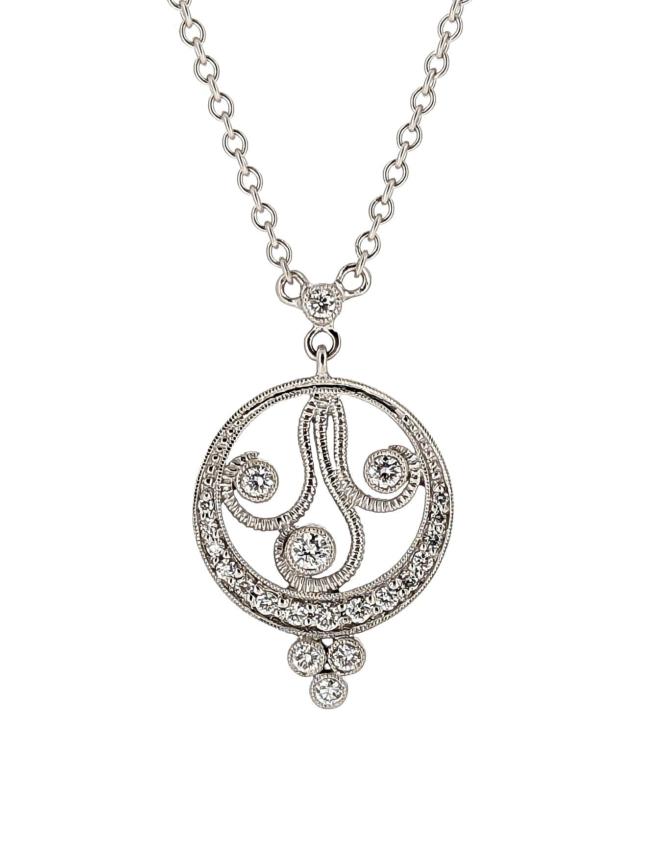18K White Gold Diamond Pendant Necklace
