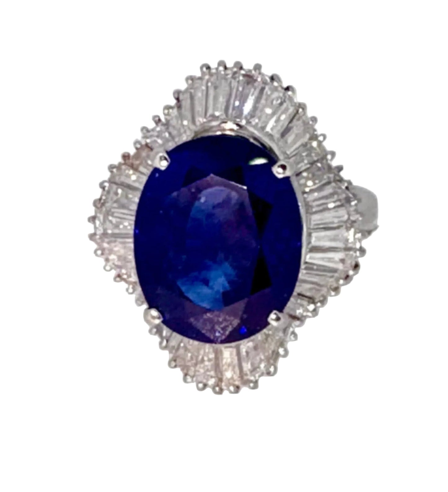 8.47 carat oval blue sapphire platinum diamond ring