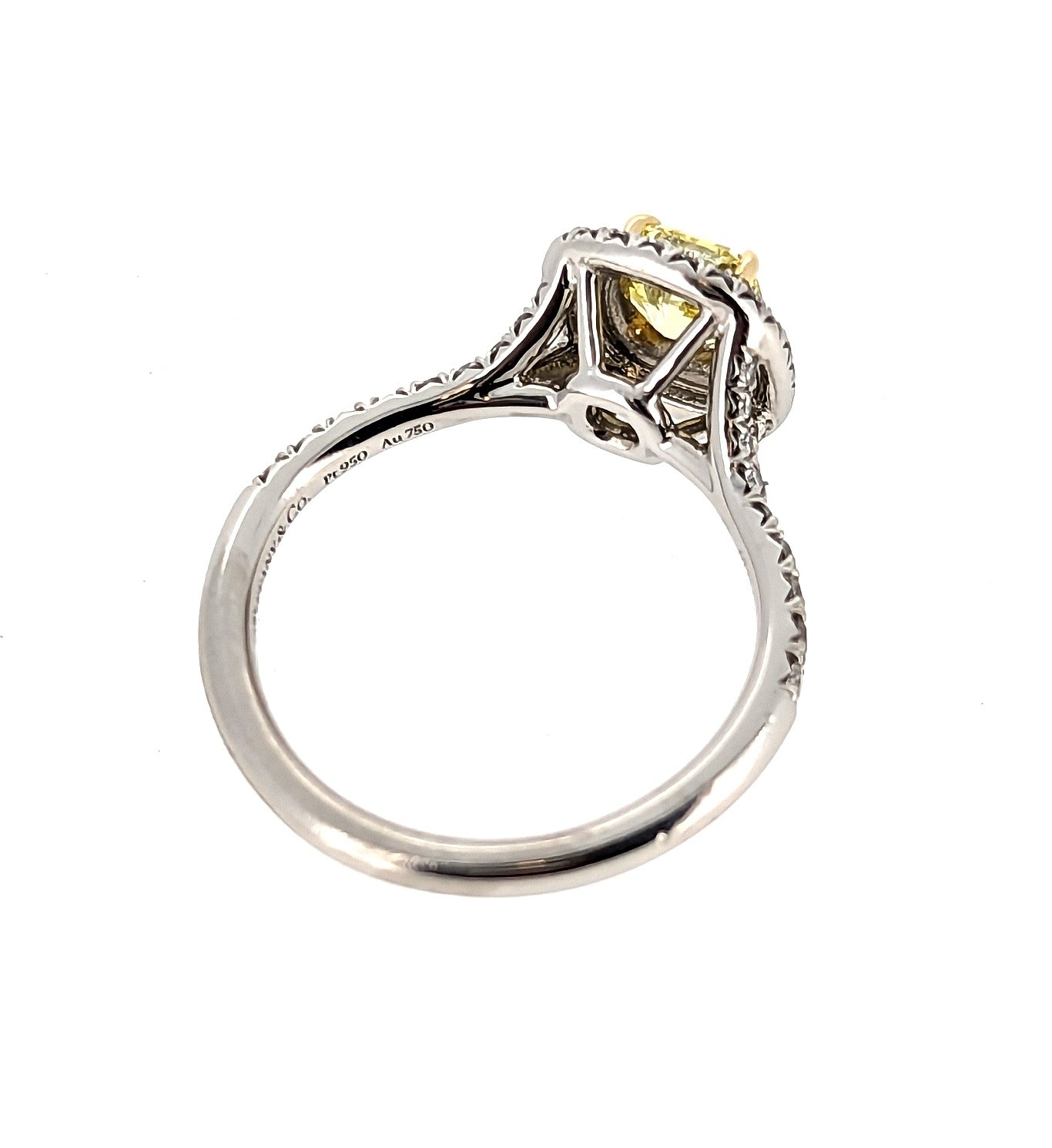 Tiffany & Co.  0.74 Fancy Vivid Yellow Cushion Cut Diamond Ring