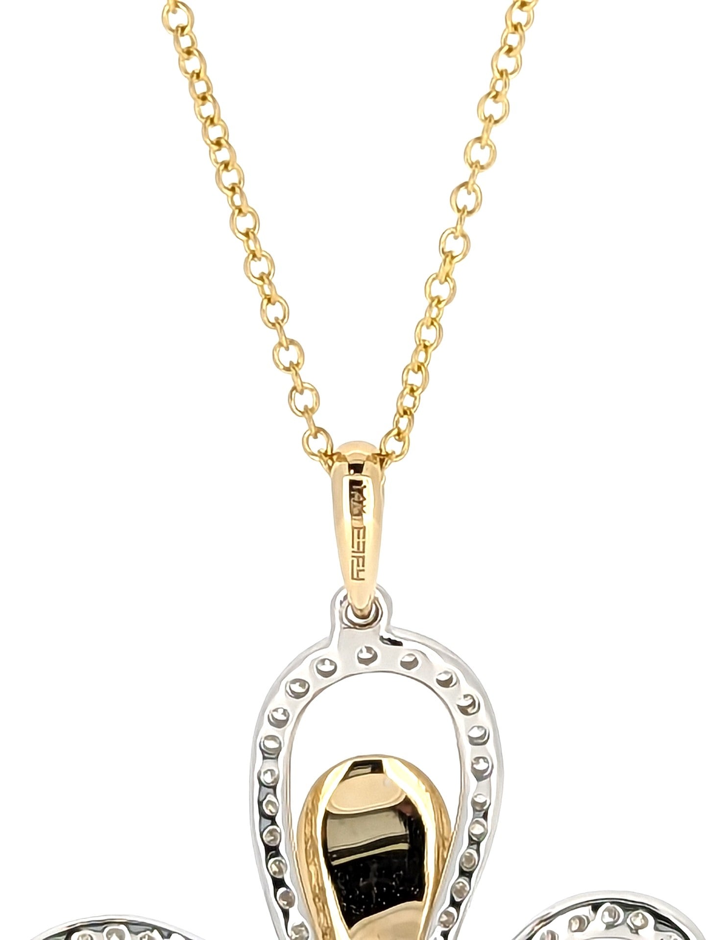 D'Oro by EFFY Diamond Flower Pendant Necklace in 14k White and Yellow Gold