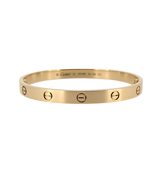 Cartier Love Bracelet 18k Yellow Gold size 18 Box, Pouch and Receipt