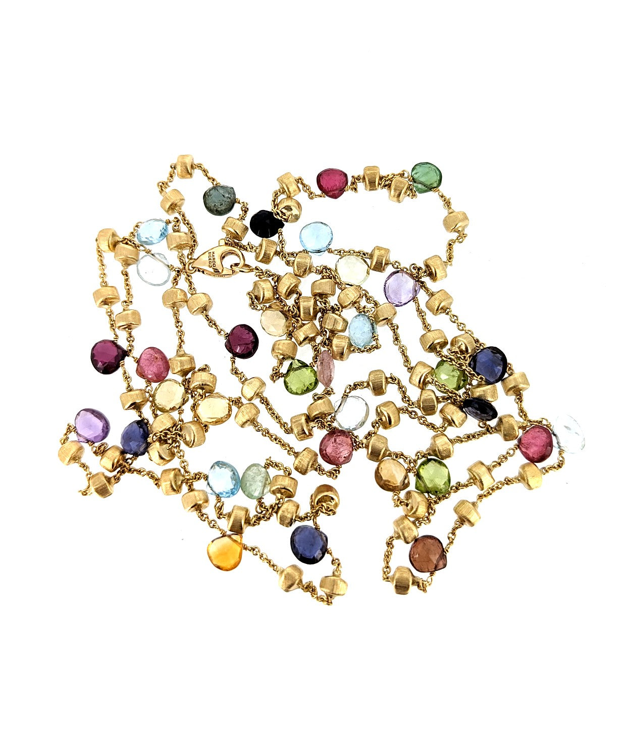 Marco Bicego Heavy 18K Yellow Gold Rainbow Gemstone 47" Extra Long Necklace