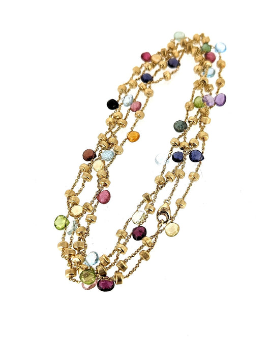 Marco Bicego Heavy 18K Yellow Gold Rainbow Gemstone 47" Extra Long Necklace