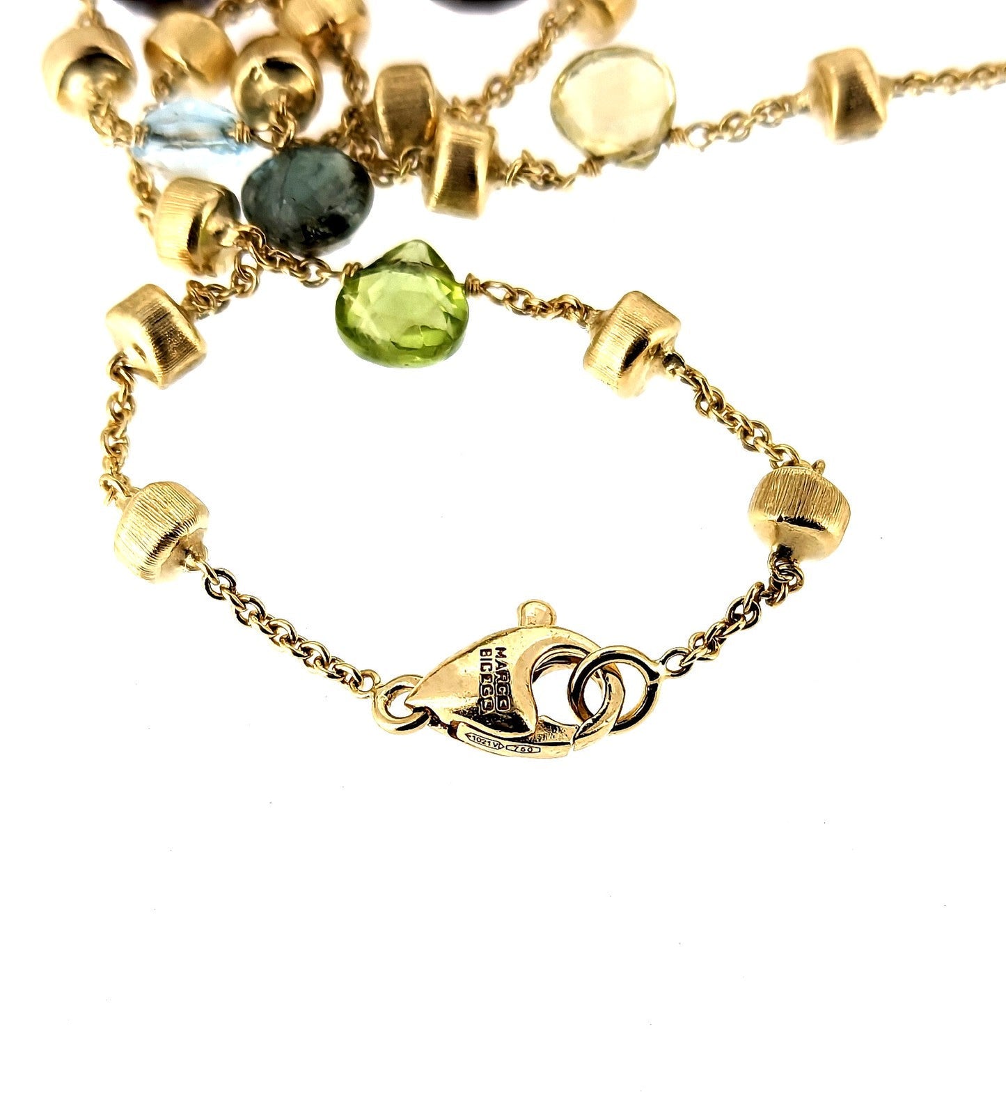 Marco Bicego Heavy 18K Yellow Gold Rainbow Gemstone 47" Extra Long Necklace