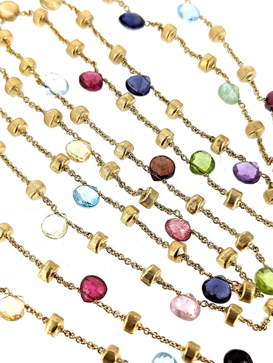 Marco Bicego Heavy 18K Yellow Gold Rainbow Gemstone 47" Extra Long Necklace