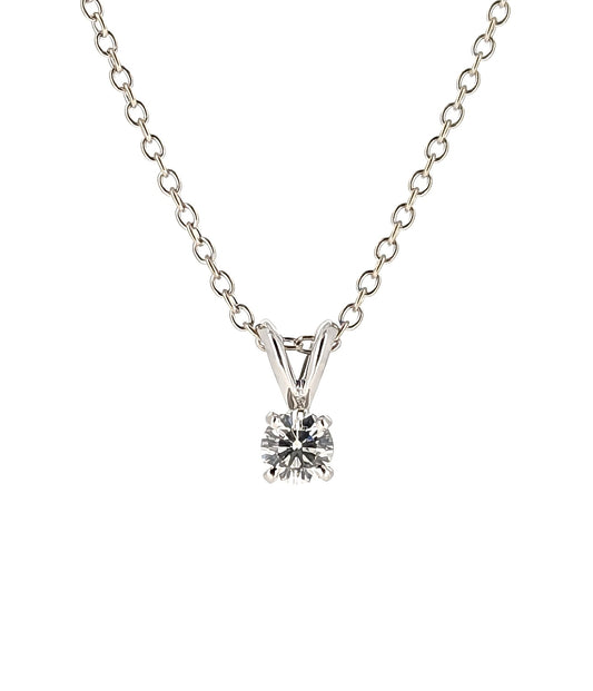 18k White Gold Round Diamond Pendant Necklace 0.41ct E/VS2 GIA