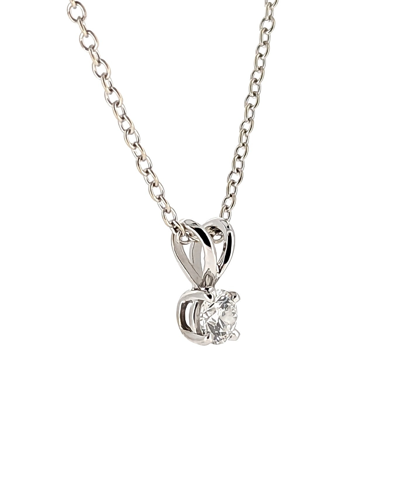 18k White Gold Round Diamond Pendant Necklace 0.41ct E/VS2 GIA