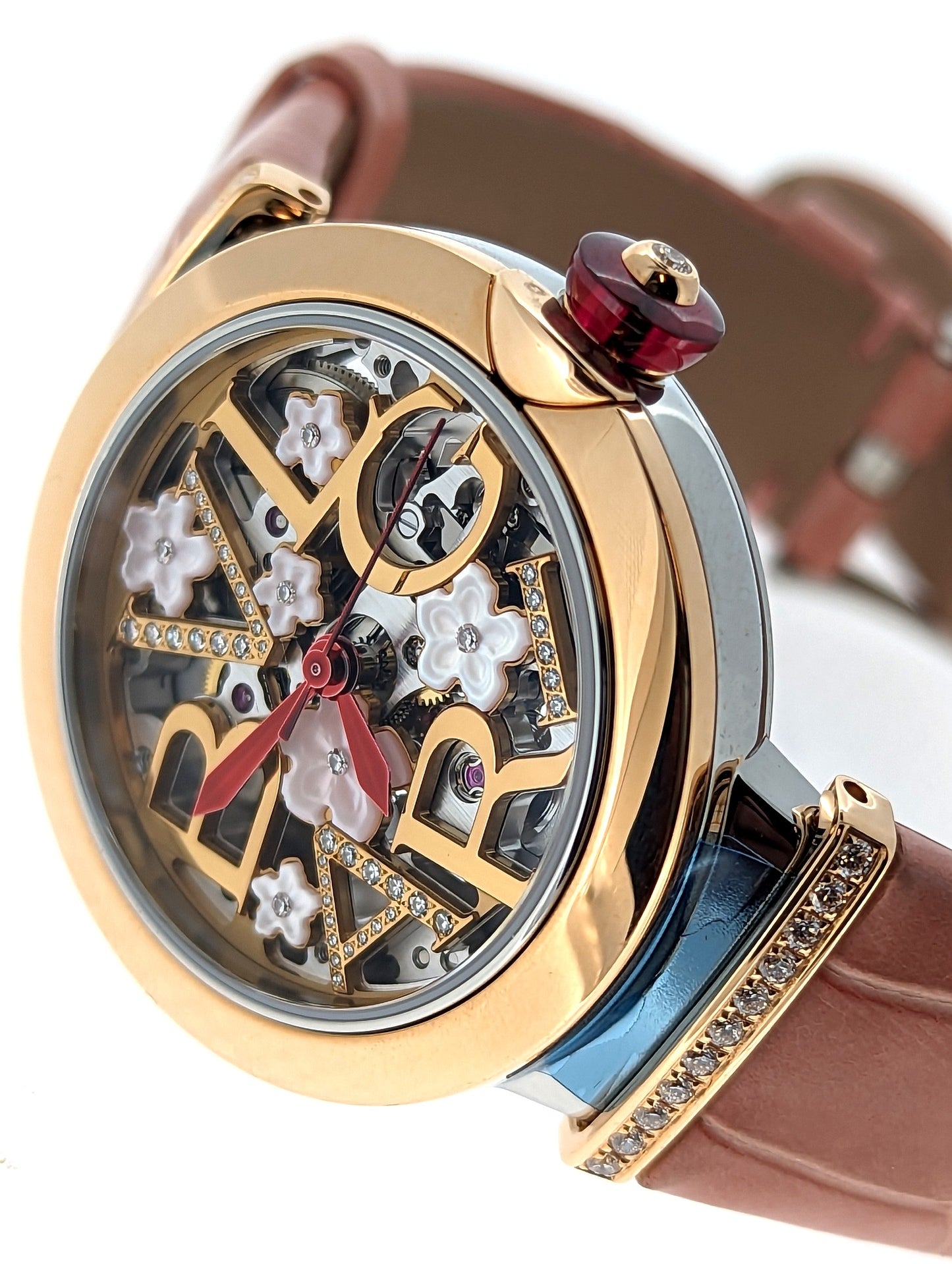 BVLGARI Lucea Skeleton 18K Rose Gold Automatic Ladies Watch 103517