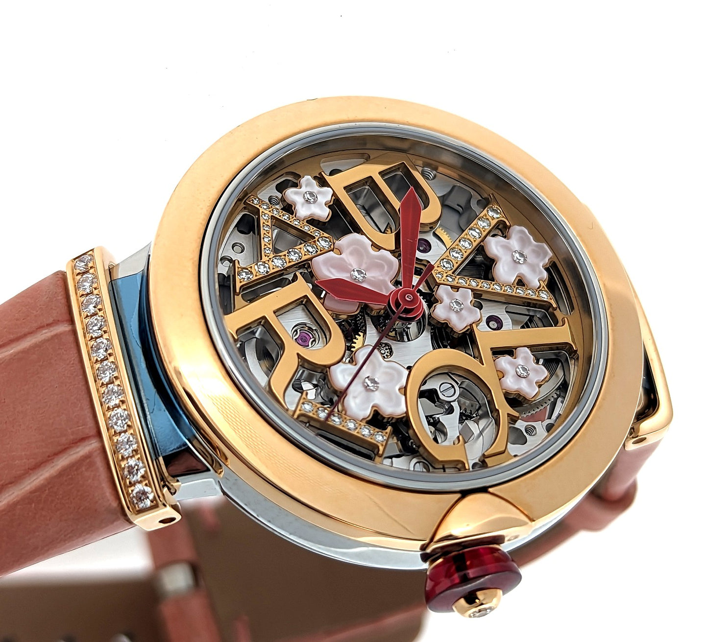 BVLGARI Lucea Skeleton 18K Rose Gold Automatic Ladies Watch 103517
