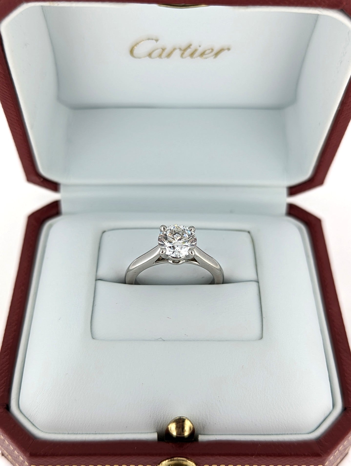 Cartier 1.22 Carat E/VVS2 Round Diamond Solitaire Engagement Ring in Platinum