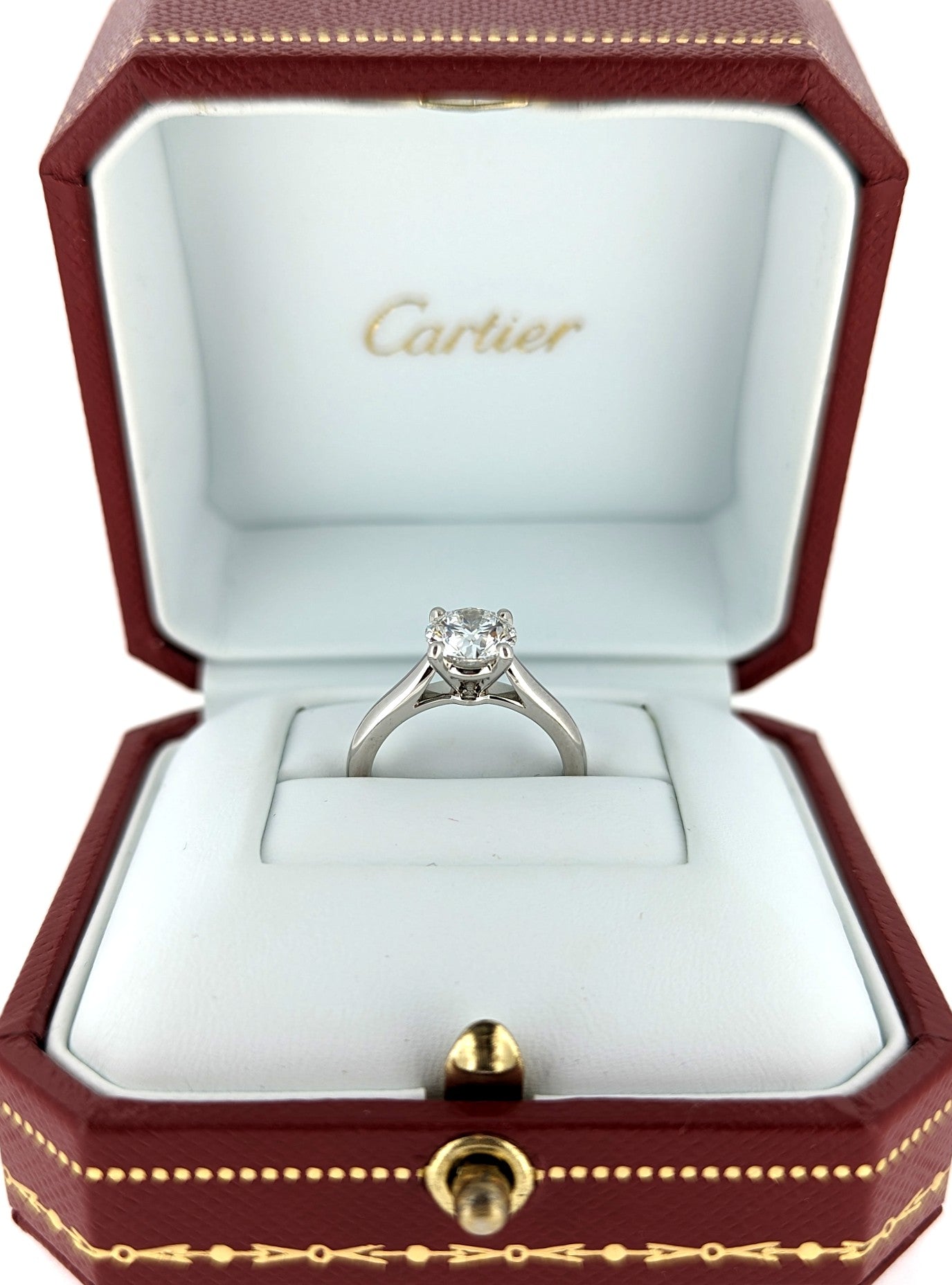 Cartier 1.22 Carat E/VVS2 Round Diamond Solitaire Engagement Ring in Platinum