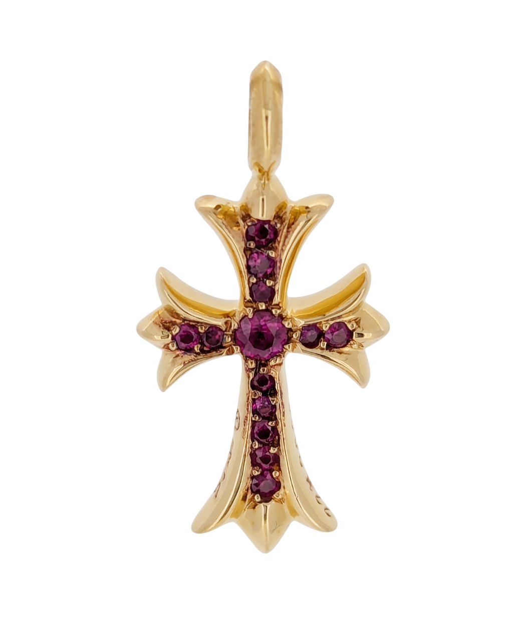 Chrome Hearts 22k Rose Gold Tiny Fat Ruby Cross Pendant