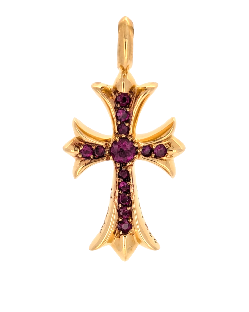 Chrome Hearts 22k Rose Gold Tiny Fat Ruby Cross Pendant