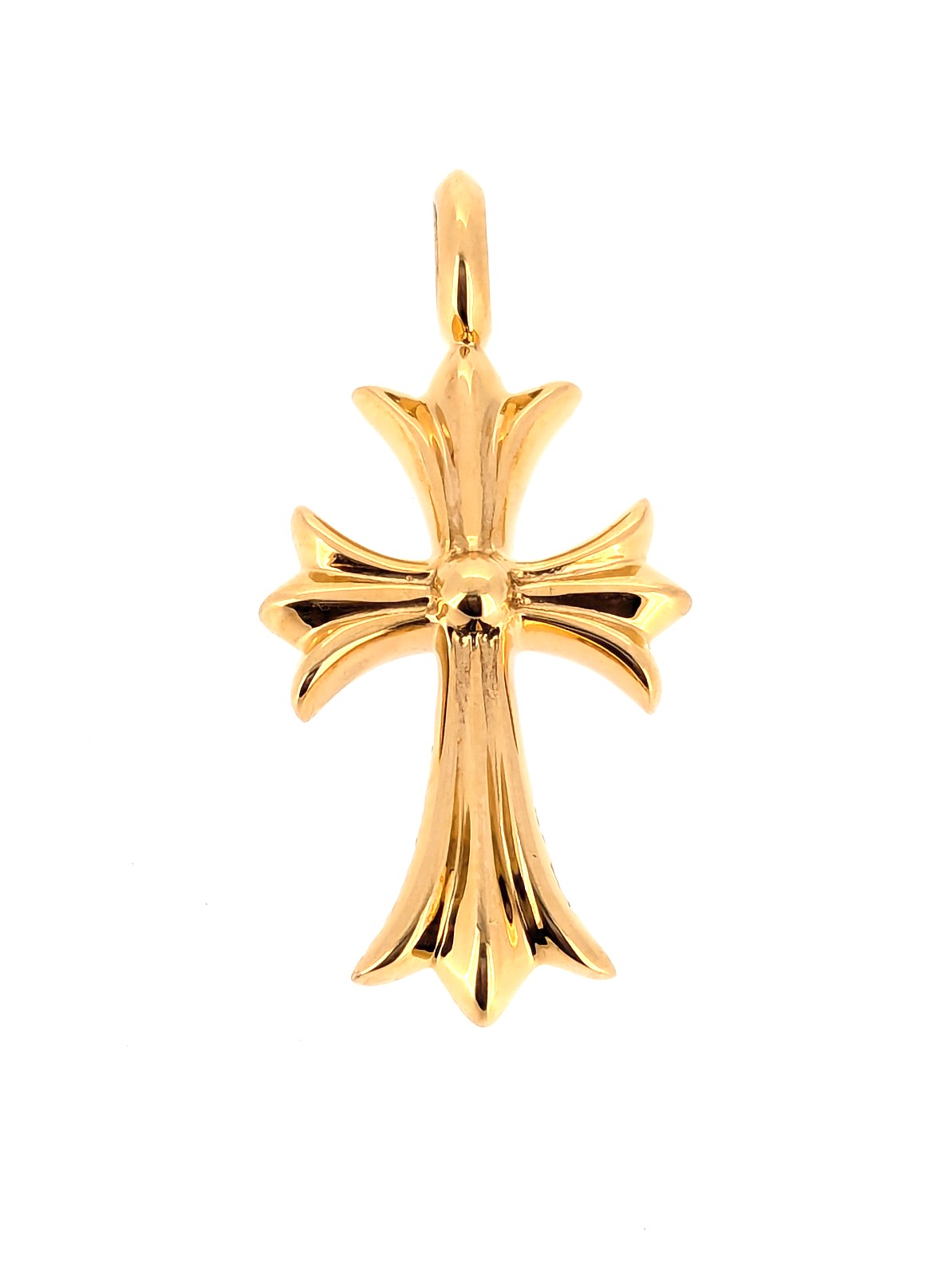 Chrome Hearts 22k Rose Gold Tiny Fat Ruby Cross Pendant
