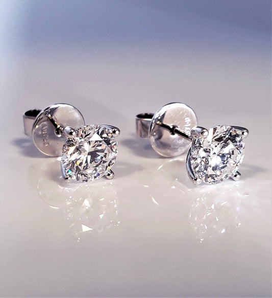 Quality Diamond Stud Earrings 1 Carat Each 18K GIA