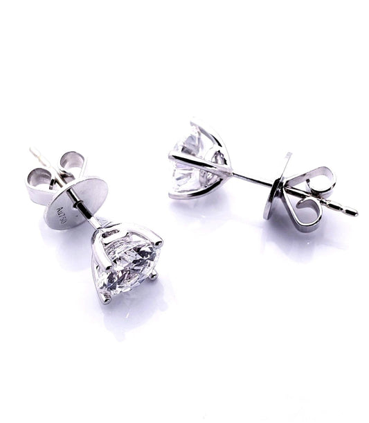 Quality Diamond Stud Earrings 1 Carat Each 18K GIA