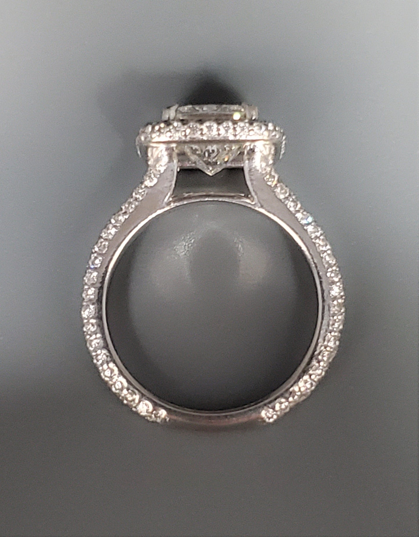 2.30 Carat Cushion Cut Diamond Halo Engagement Ring 14K White Gold