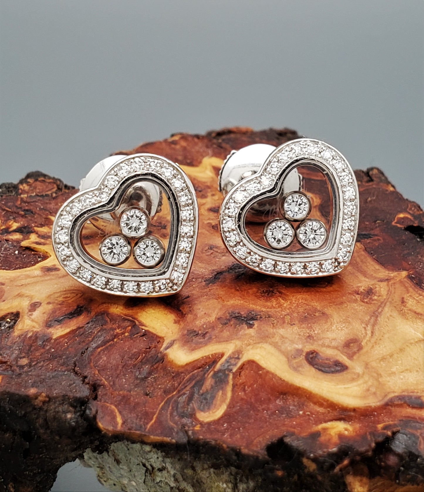 Chopard Happy Diamonds Heart 18K White Gold Pave' Heart Stud Earrings