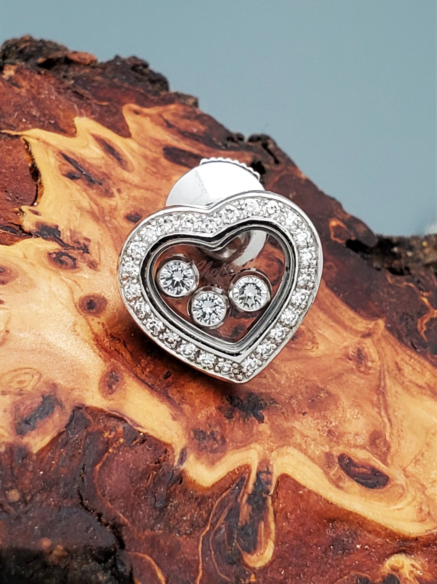 Chopard Happy Diamonds Heart 18K White Gold Pave' Heart Stud Earrings