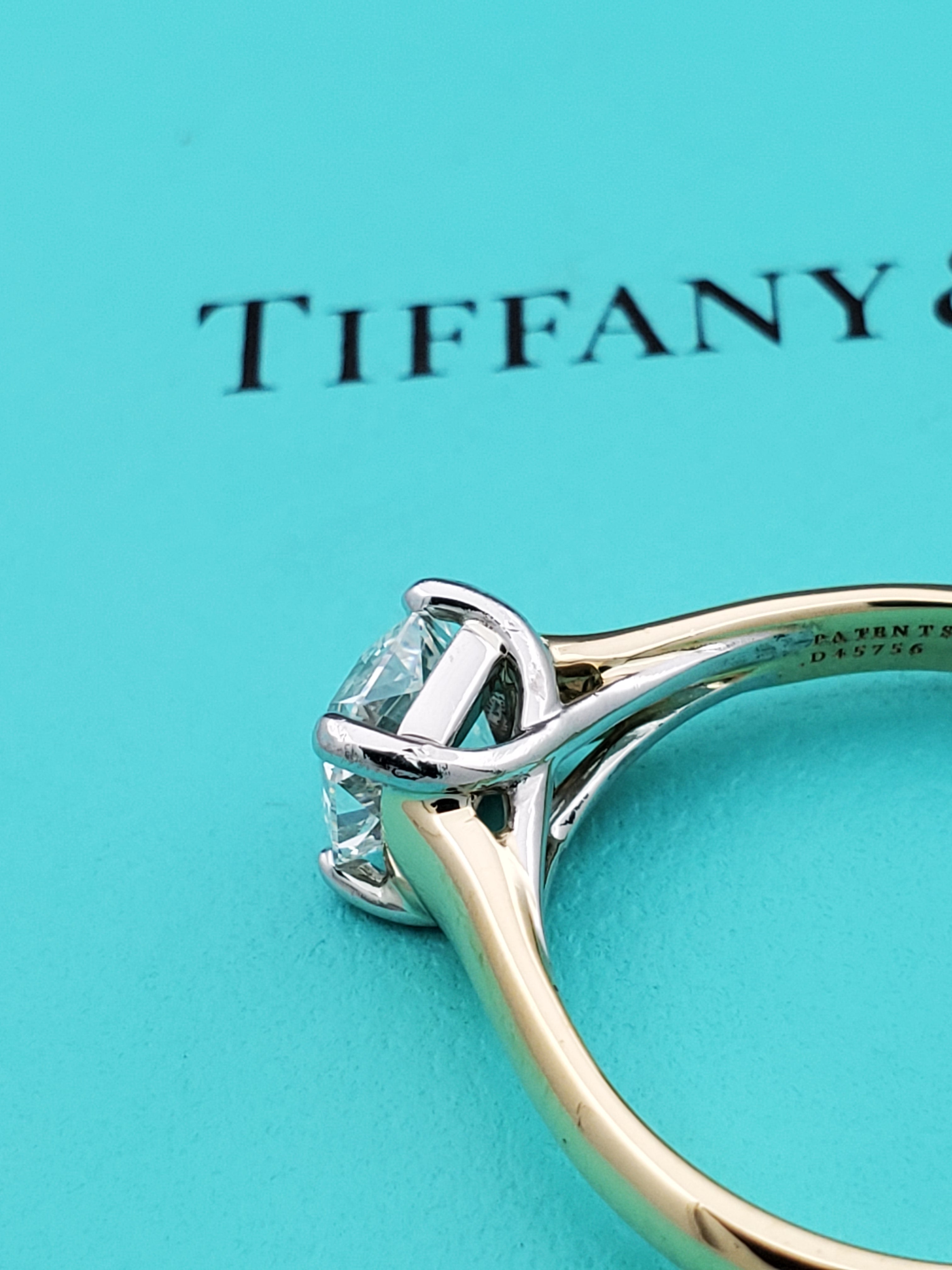 Tiffany & Co. Lucida Diamond Engagement Ring in Platinum G VVS2 0.63 CTW