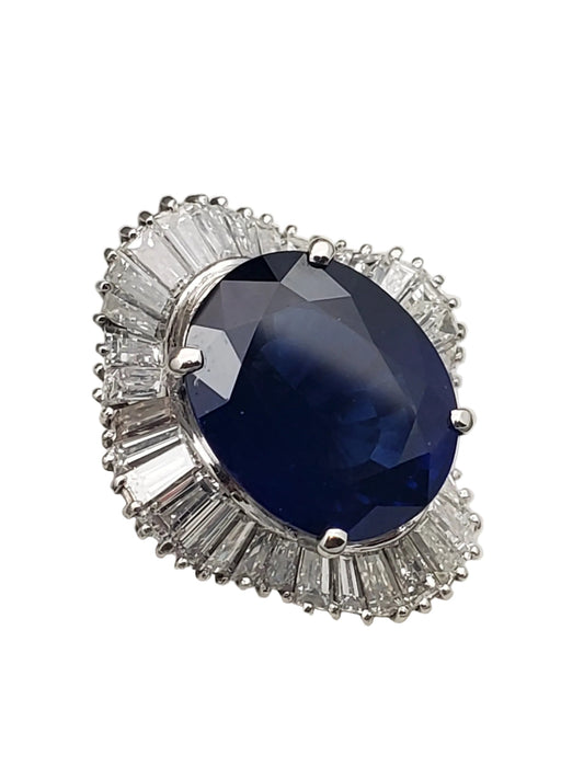 8.47 carat oval blue sapphire platinum diamond ring