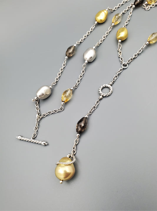 Roberto Coin 18K Two Tone Gold Double Strand Beaded Nugget Necklace