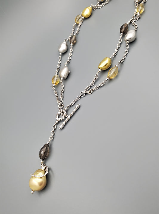 Roberto Coin 18K Two Tone Gold Double Strand Beaded Nugget Necklace