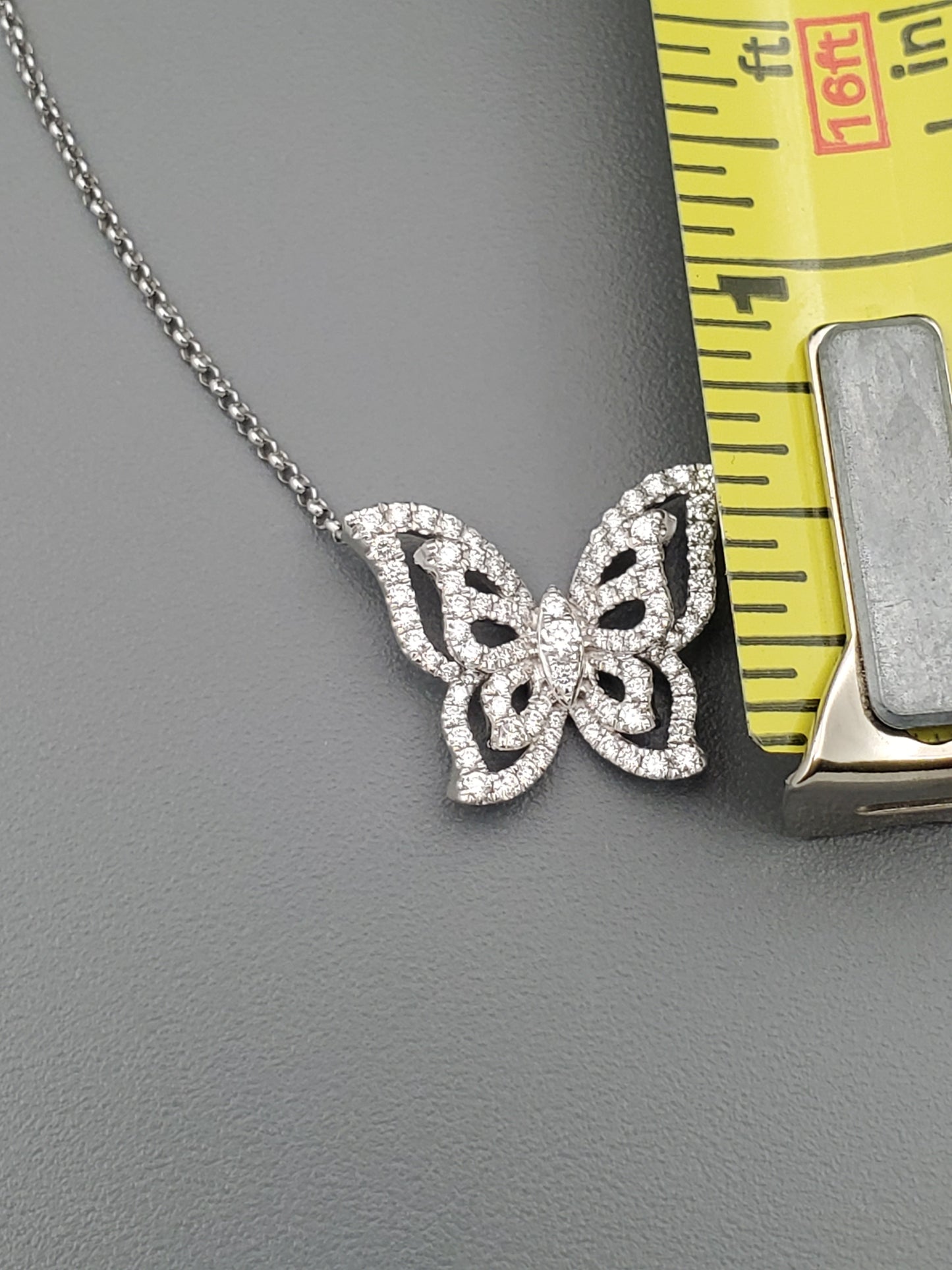 14K White Gold Diamond Butterfly Necklace  .59ctw