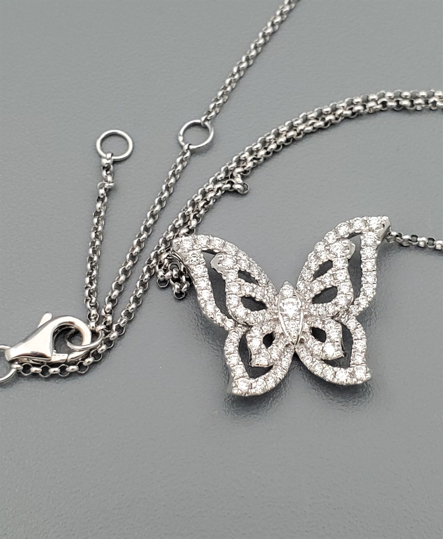 14K White Gold Diamond Butterfly Necklace  .59ctw