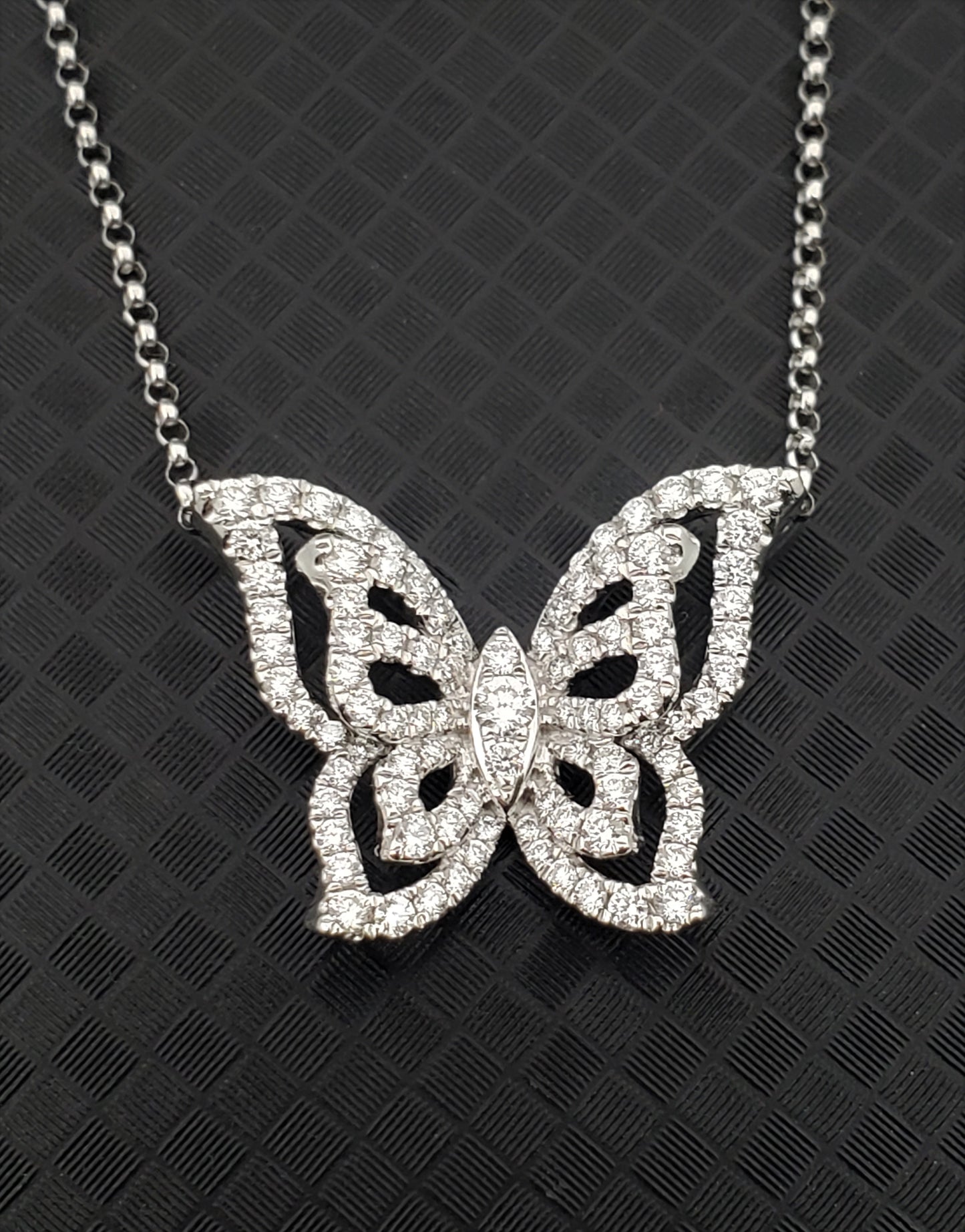 14K White Gold Diamond Butterfly Necklace  .59ctw