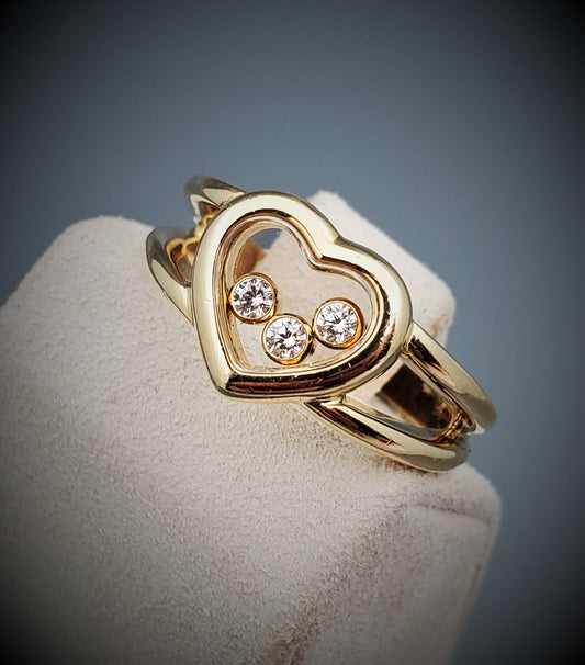 Chopard 18K Yellow Gold  Happy Diamond Heart Ring